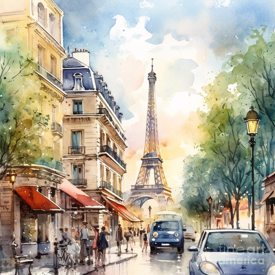 Paris Street View Digital Art by Stylish Stacks Map - Fine Art America