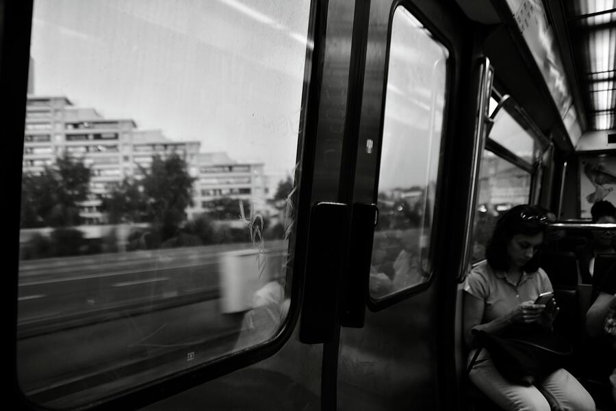 Black And White Photograph - Paris Suburbs By Train  by Neil R Finlay