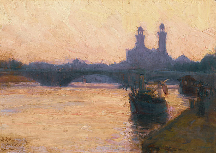 Paris sunset, the Seine, 1902 Painting by AM FineArtPrints