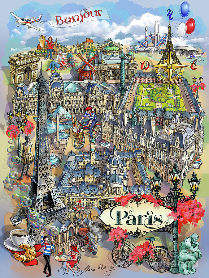 Paris Theme - I Digital Art by Maria Rabinky