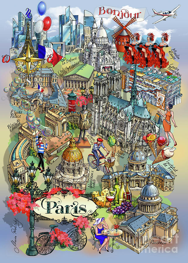 Paris Digital Art - Paris Theme - II by Maria Rabinky