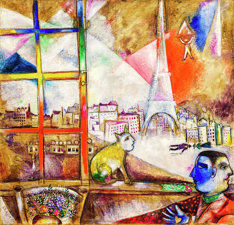 Paris Through the Window by Marc Chagall  Painting by Marc Chagall