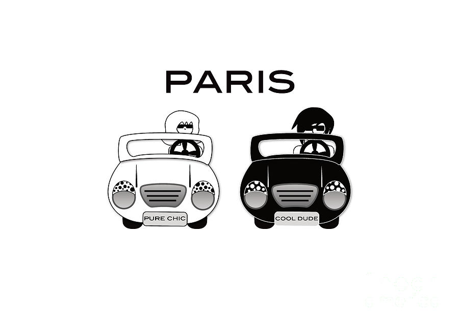 Paris Travel Trip in a Sexy Cabriolet Classic Car Digital Art by Barefoot Bodeez Art
