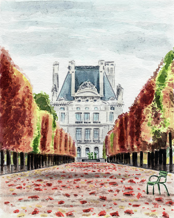 Paris Painting - Paris Tuileries Gardens in Autumn by Laura Row