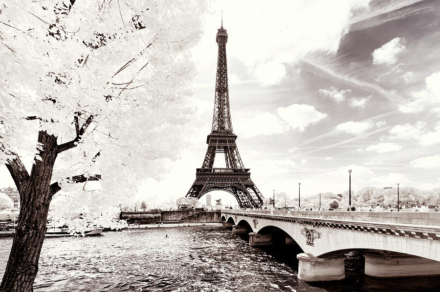 Paris Winter White Collection - Eiffel Bridge Photograph by Philippe HUGONNARD