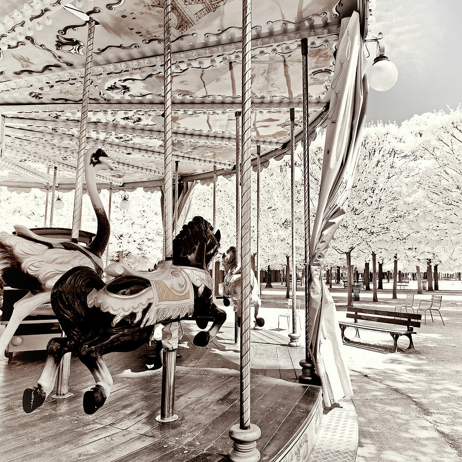 Paris Winter White Collection - French Carousel Photograph by Philippe HUGONNARD