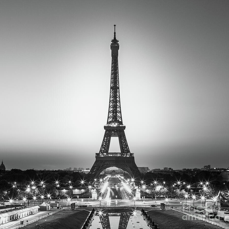 Paris with the Eiffel Tower in black and White Photograph by Henk Meijer Photography