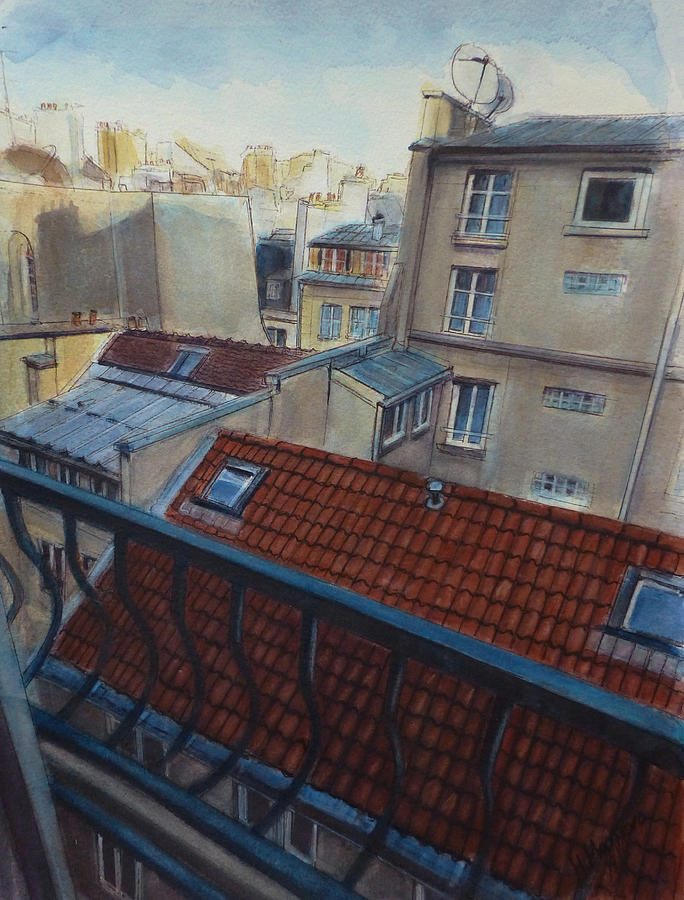 Parisian Rooftops II Painting by Henrieta Maneva