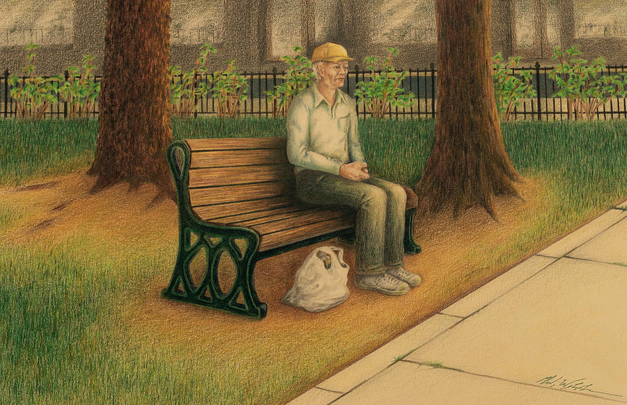 Park Bench Painting by Phil Welsher