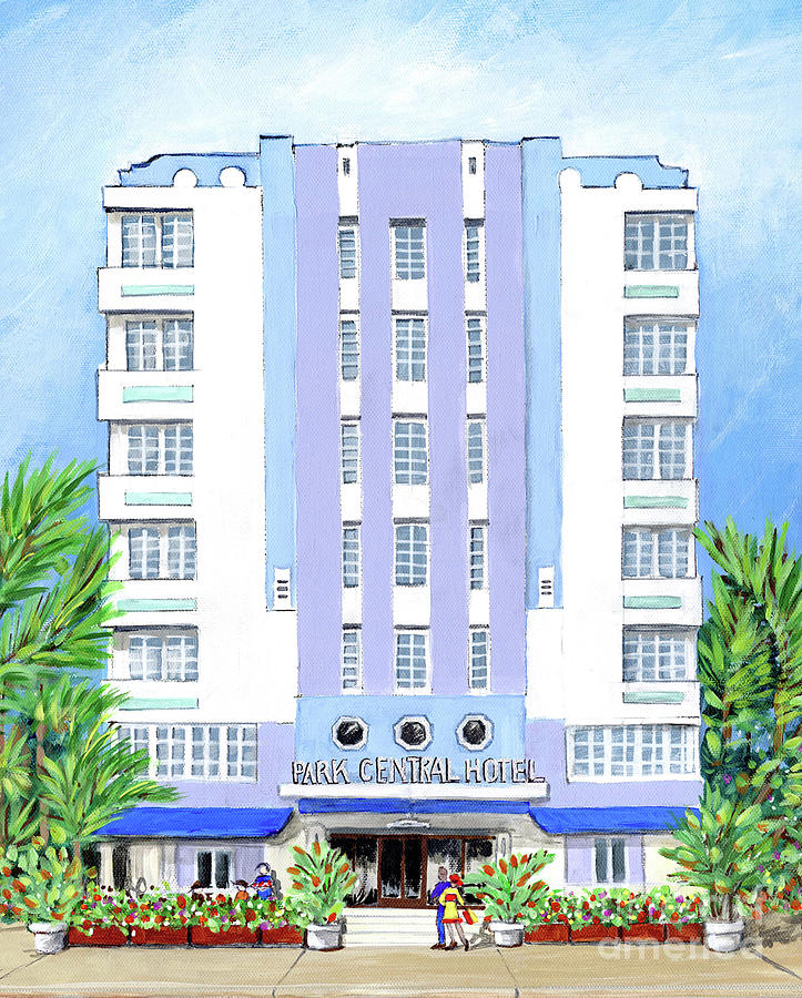 Park Central Hotel Miami Painting by Audrey Peaty