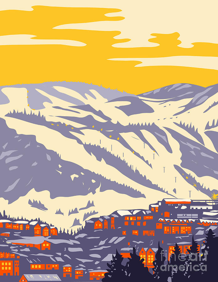 Park City With The Wasatch Range Part Of The Wasatch Back In The Rocky Mountains Utah Wpa Poster Art Digital Art