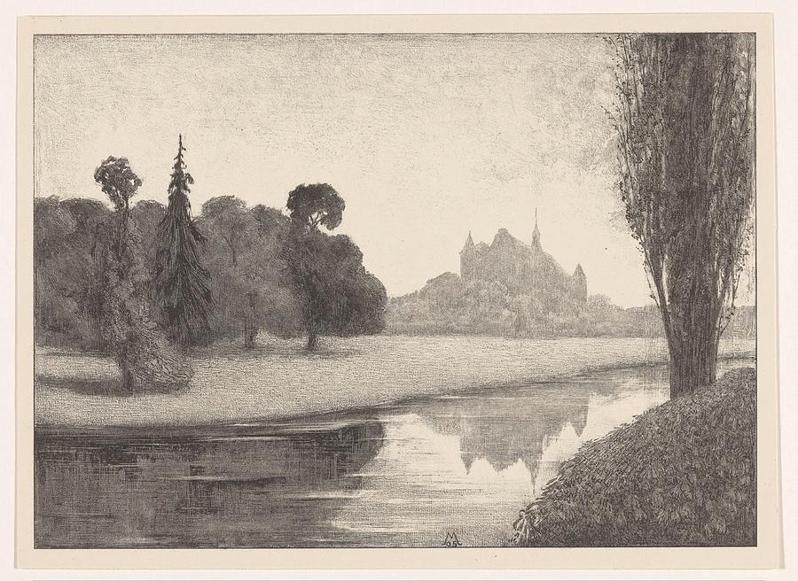 Park near castle, Simon Moulijn, 1905 Painting by MotionAge Designs