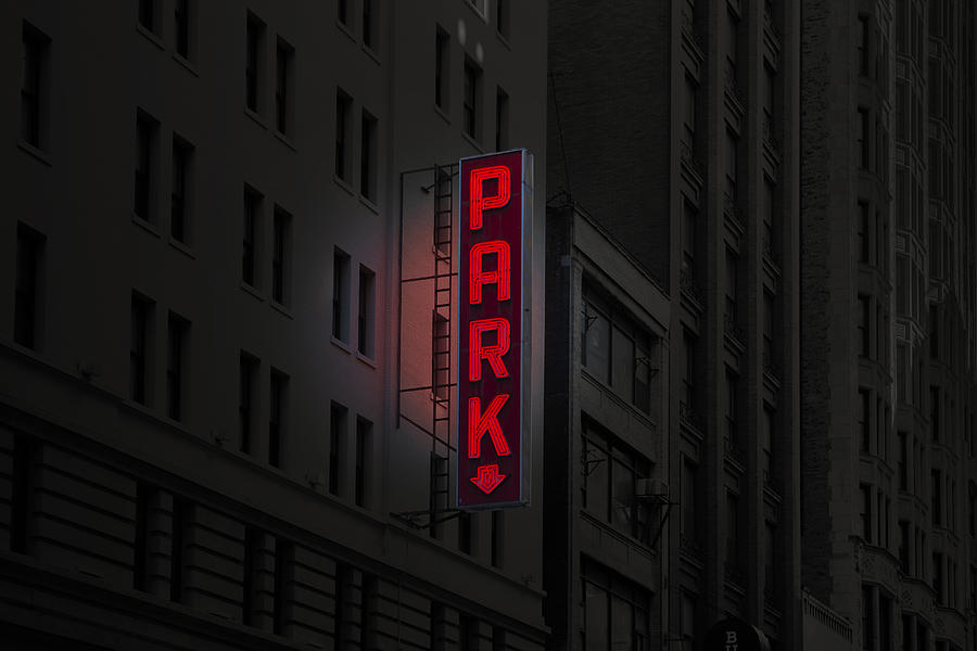 Park Neon Sign at Night Photograph by Eric Van Den Brulle