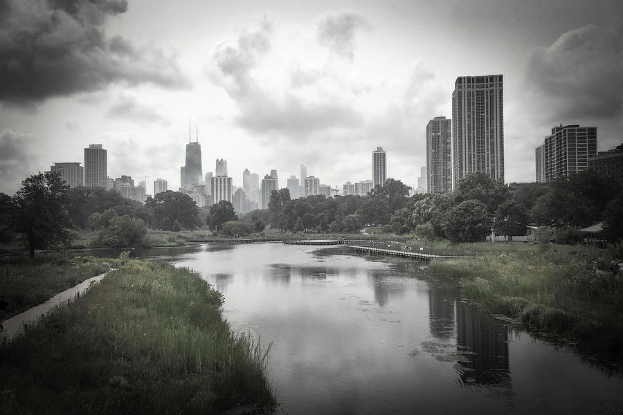 Park Pond Skyline Reflection, Gray Day Photograph by Patrick Malon