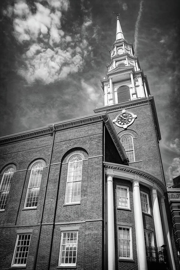 Park Street Church Boston Massachusetts Black and White  Photograph by Carol Japp