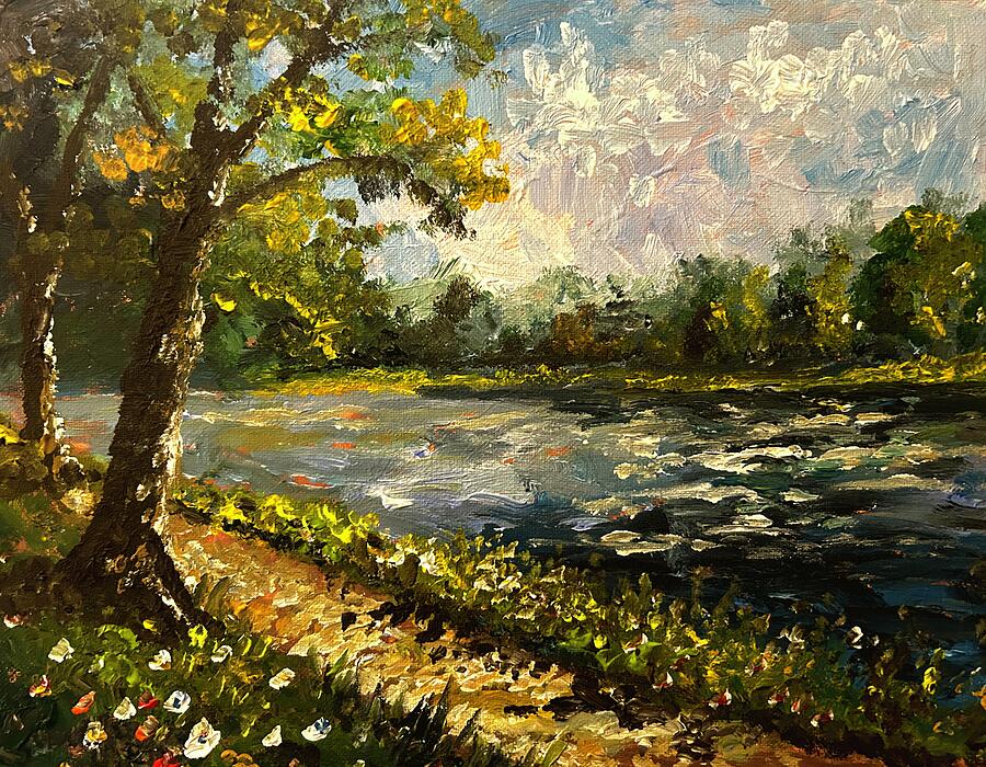 Summertime Trail By The River Painting by Larry Whitler Summertime Trail By The River Painting by Larry Whitler