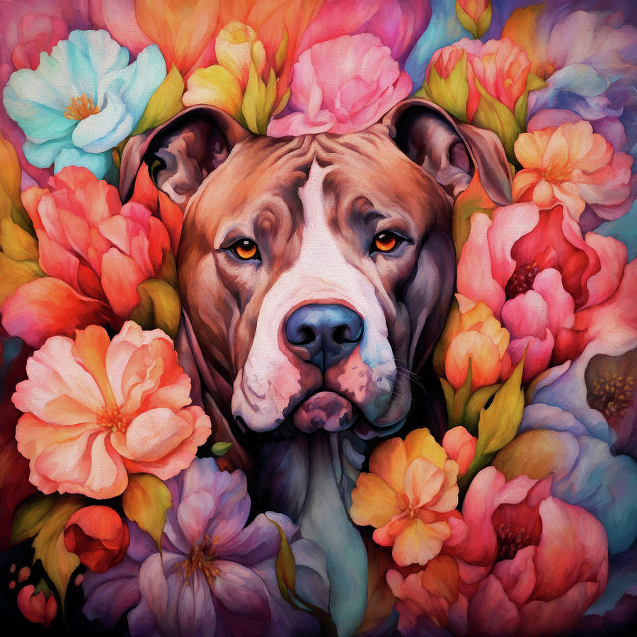 Parker the Pit Bull Digital Art by Peggy Collins