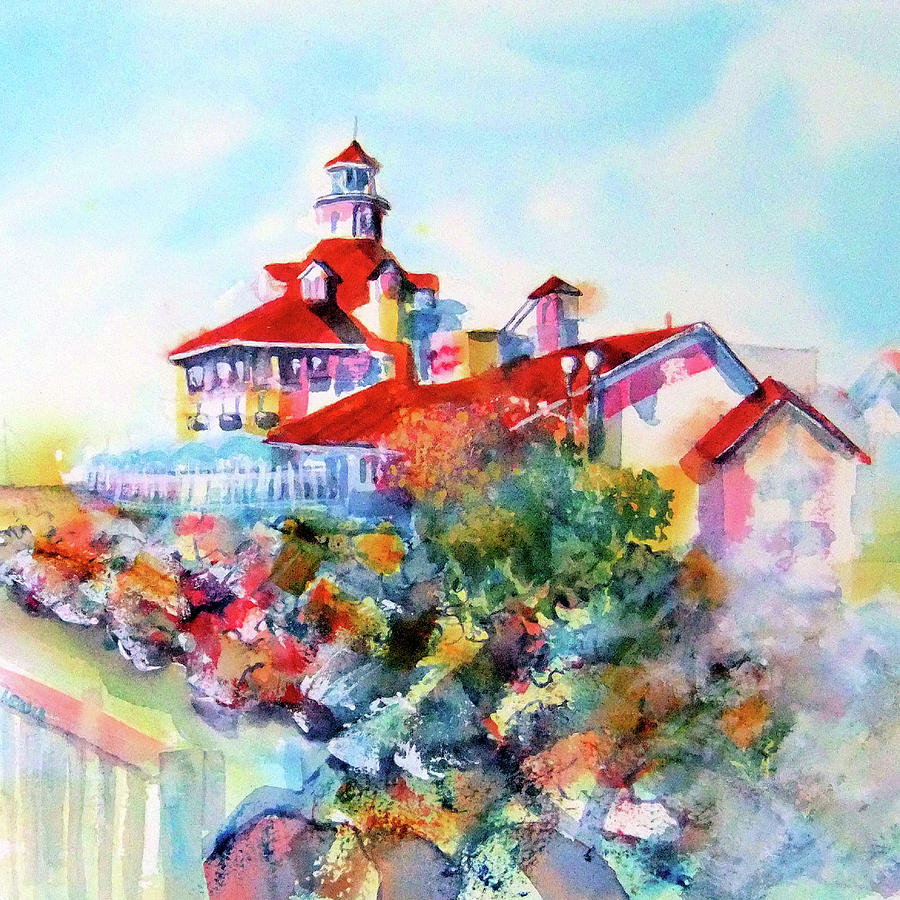 Parkers Lighthouse Square Painting by Debbie Lewis