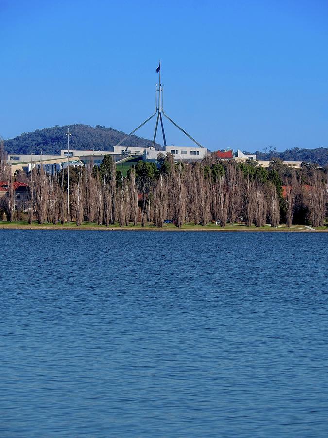 Flag Photograph - Parliament House, Canberra, Australia 4 by Steven Ralser