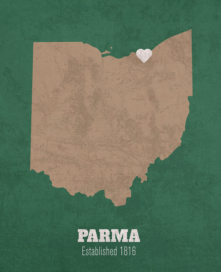 Parma Ohio City Map Founded 1816 University of Ohio Color Palette Mixed