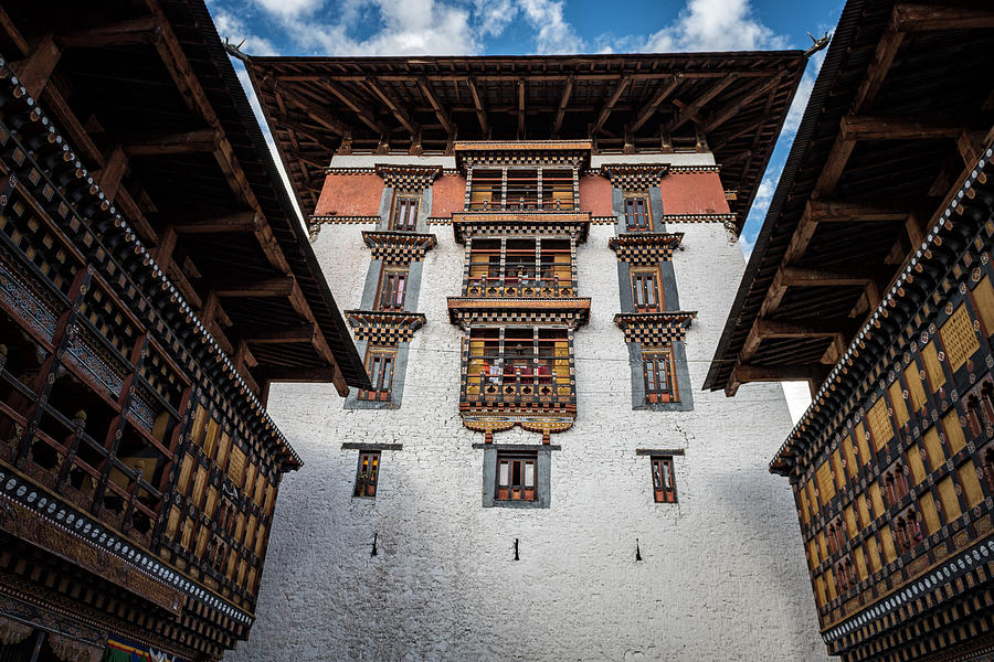 Paro dzong (Rinpung Dzong) tower, Bhutan Photograph by © Pascal Boegli