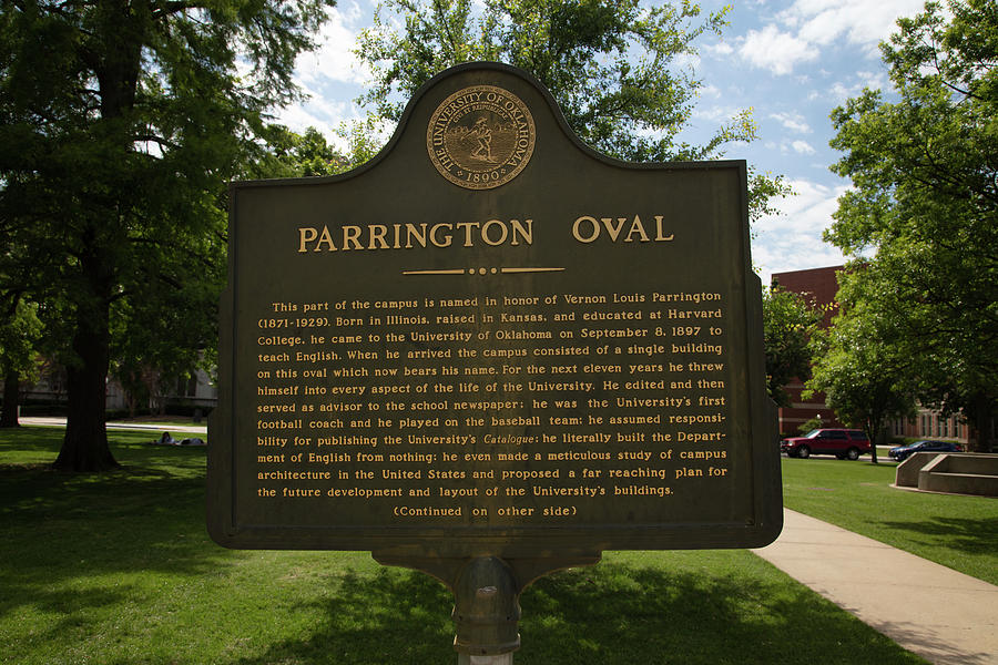 Parrington Oval marker at the University of Oklahoma Photograph by Eldon McGraw