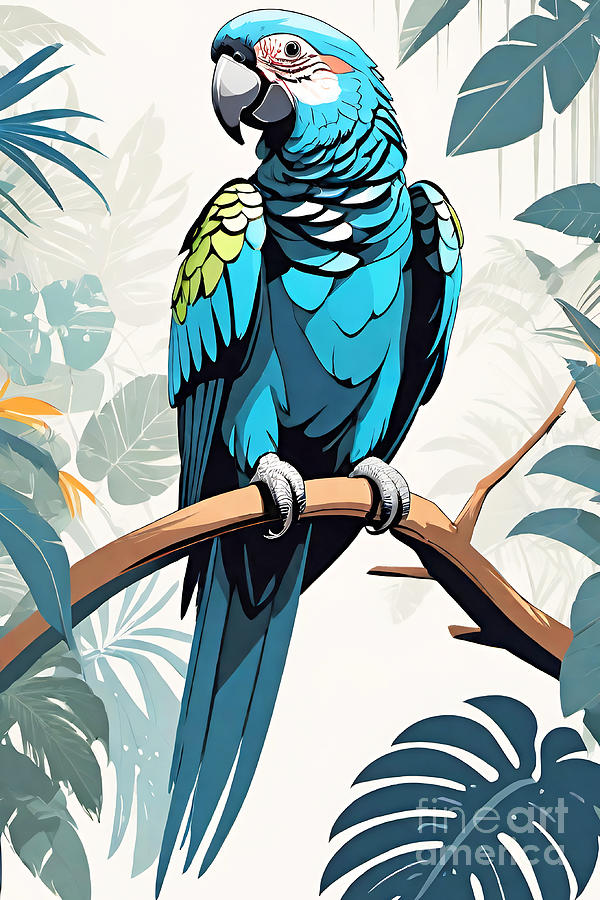 Parrot II Painting by Munir Alawi