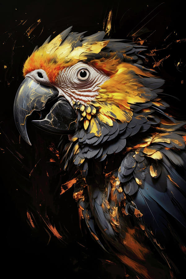 Parrot in gold and black Digital Art by Imagine ART