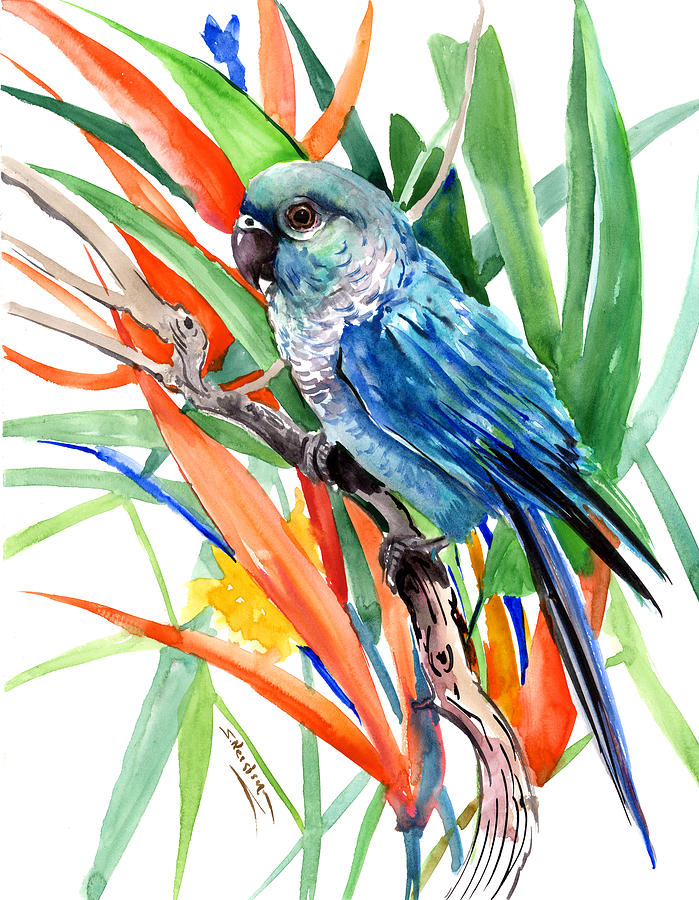 Parrot Painting - Parrot in the Jungle by Suren Nersisyan