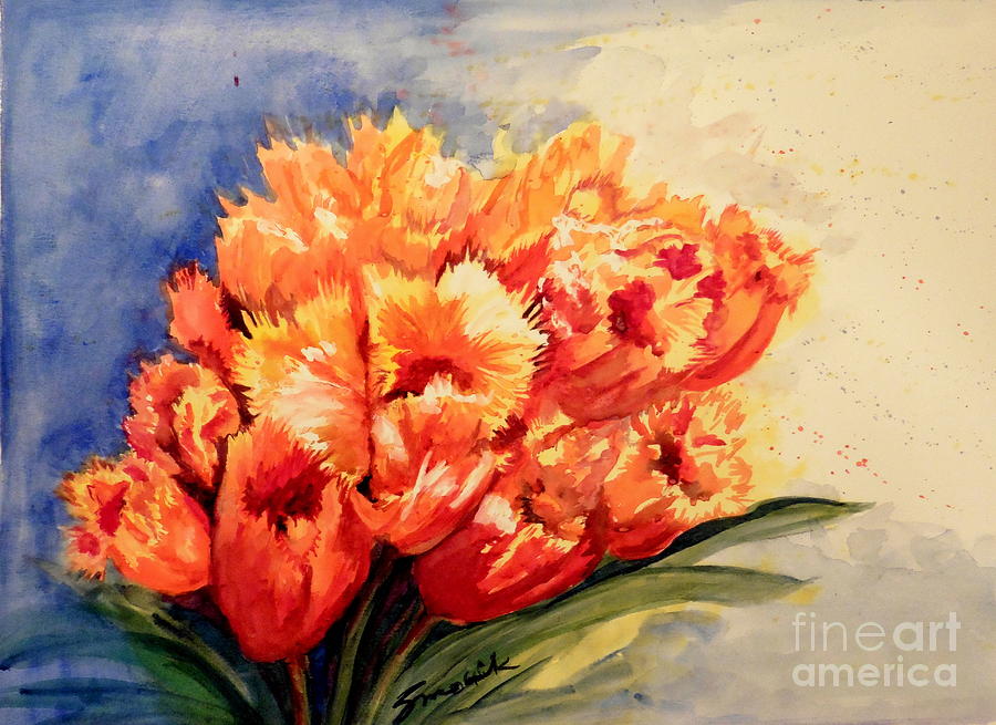 Parrot tulips Painting by Sonia Mocnik