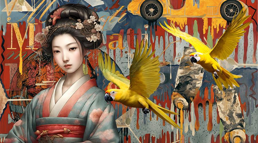 parrots from Japan Digital Art