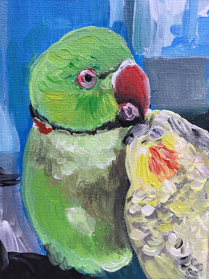 Parrots In Love Painting by Danielle Rosaria