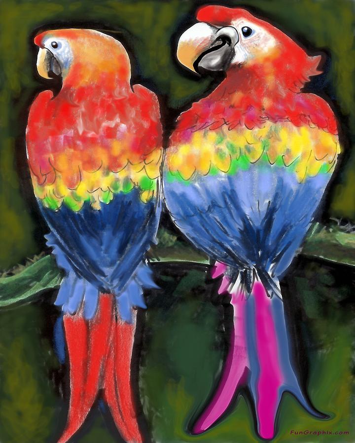 Parrots Painting by Kevin Middleton