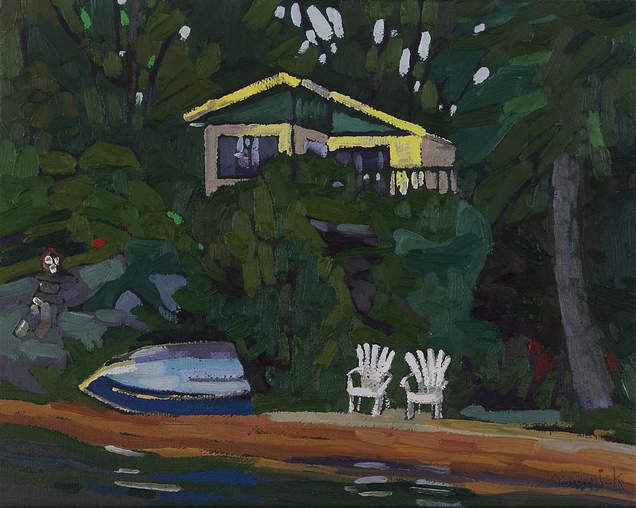 Parry Island Canine Cove Cabin Painting by Phil Chadwick