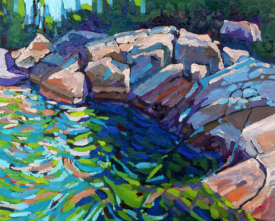Parry Sound Weathered Boulders Painting by Phil Chadwick