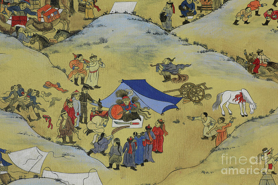Part of One day in Mongolia Painting by Solongo Chuluuntsetseg