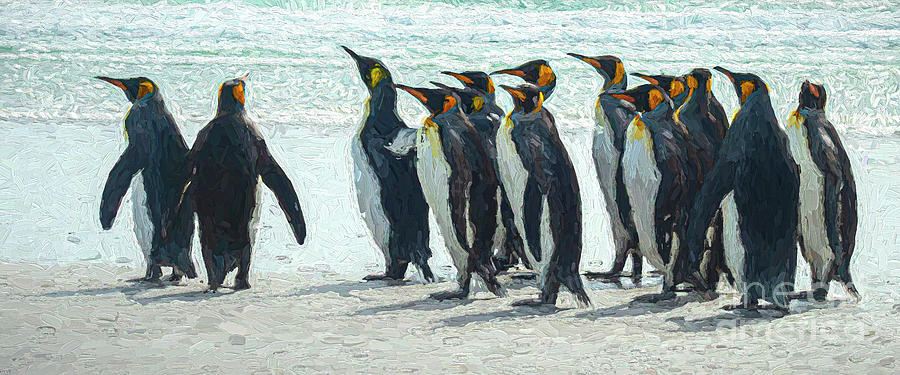 King Penguins, Falklands Digital Art by Liz Leyden