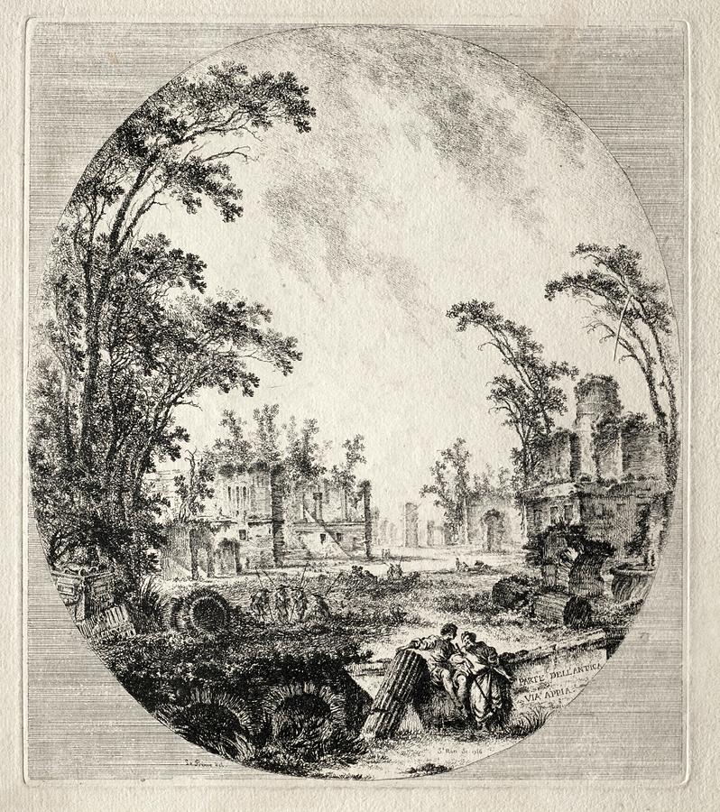 Part Of The Old Appian Way 1756 Jean Claude Richard De Saint Non Painting
