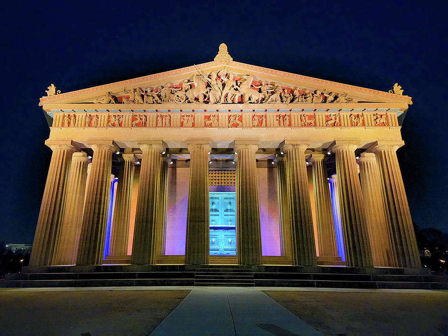 Parthenon lit Blue and Yellow in Support of Ukraine 3 Photograph by ...