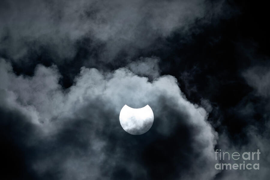 Space Photograph - Partial solar eclipse - June 2021 by Delphimages Photo Creations