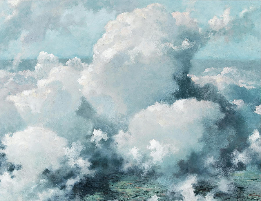 Parting Clouds - Aerial view Painting by Eric Sloane