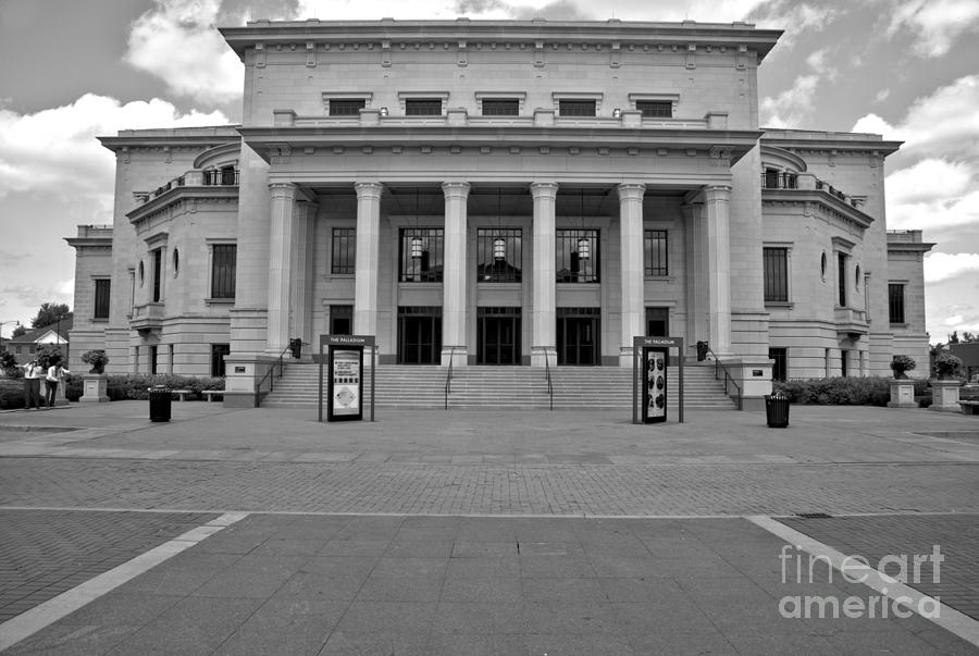 Partly Cloudy Over The Palladium Theater Black And White Photograph by Adam Jewell