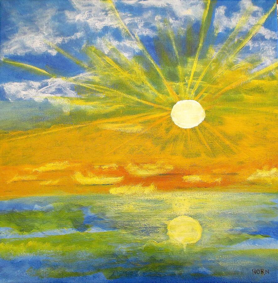Sunset Painting - Partly Cloudy Sunset by Kathy Horn
