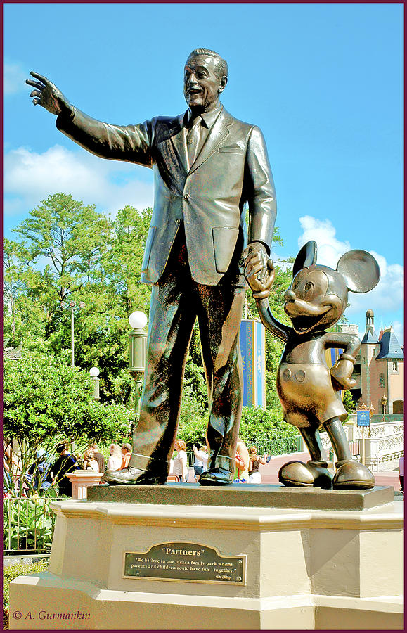 Partners Statue, Walt Disney, Mickey Mouse Photograph by A