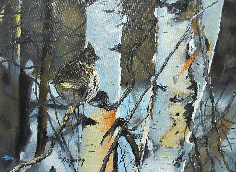 Partridge in a Birch Tree  Painting by Sharon Duguay