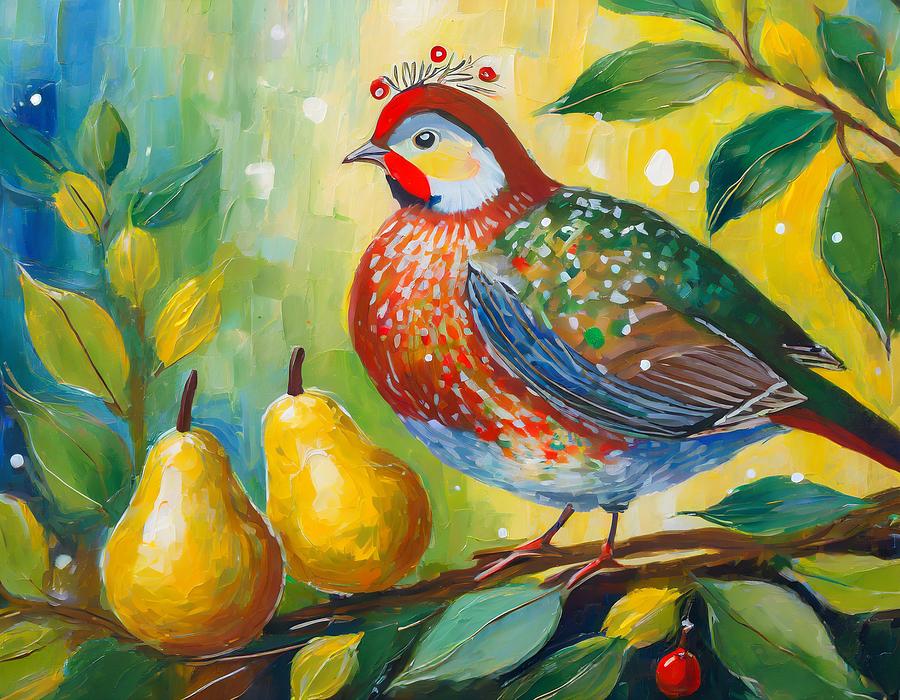Partridge in a Pear Tree Mixed Media by Susan Rydberg