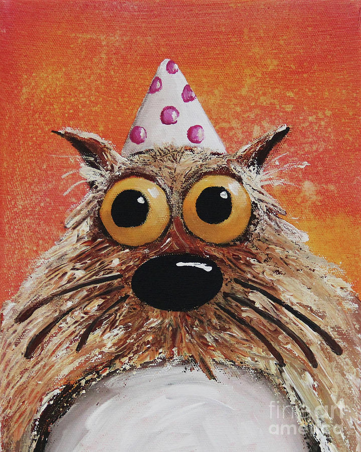 Party Cat Painting by Lucia Stewart