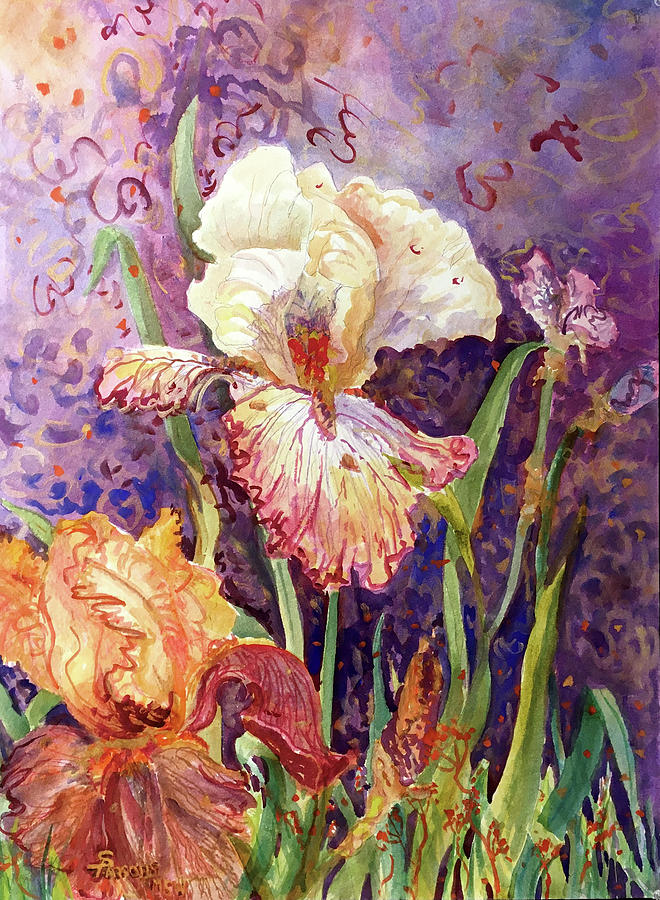 Party Iris - Iris #15 Painting by Sheila Parsons