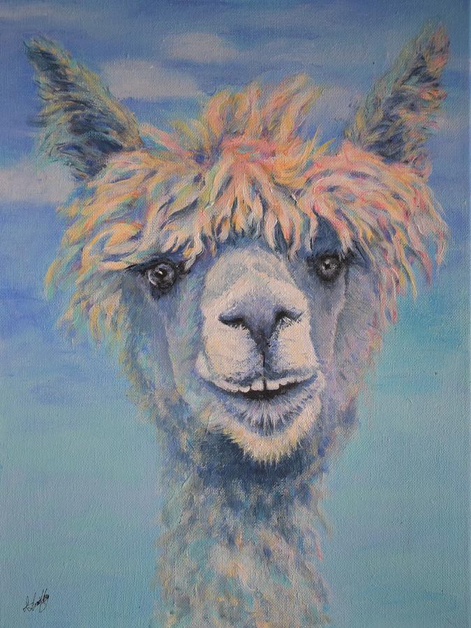 Party Mama Llama Painting by Ingrid Lindberg