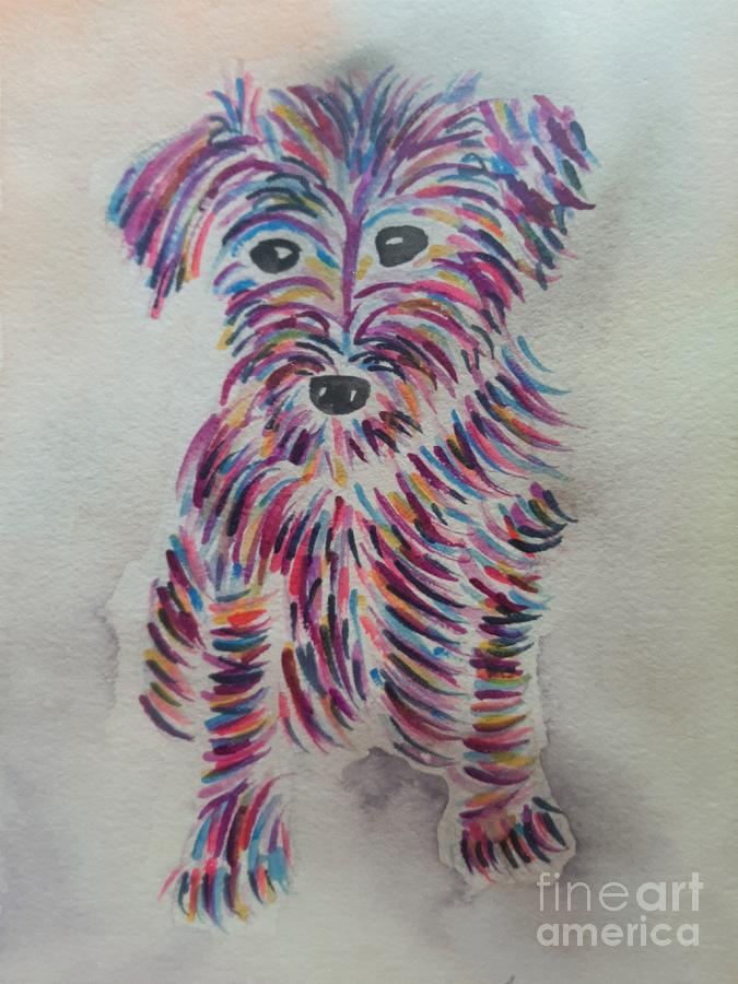 Party Puppy Painting by L A Feldstein